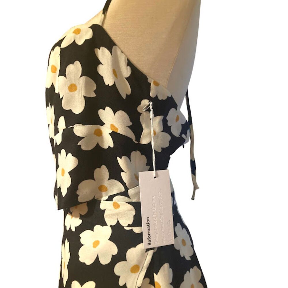 Reformation Gemma Coconut Dress floral halter wrap NWT Size 8 - Picture 5 of 16
